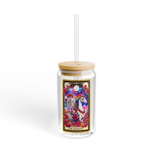 Vaso para sorber unicornio mágico y esqueleto