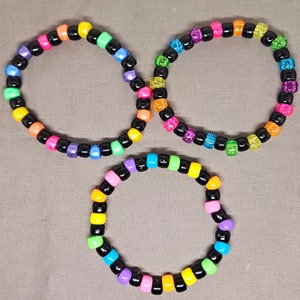 Neon Rainbow Y2K Scene Kandi Bracelet, Bright and Fun Accessory, Retro Gift for Raves