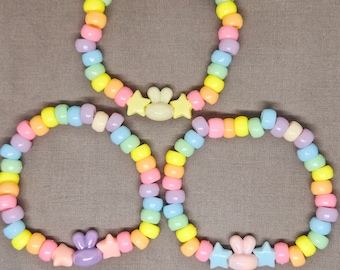 Kawaii Bunny Kandi Bracelet, Pastel Rainbow Kidcore Jewelry, Perfect Kawaiicore Gift for Any Occasion