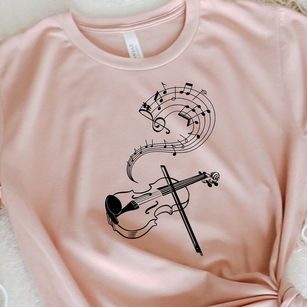 Chemise de musique de violon, chemise de notes de musique, chemise de prof de musique, cadeaux pour les mélomanes, t-shirts de musique, chemise de mélomane, cadeau pour les mélomanes,