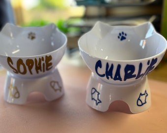 New Design Personalised Cat/kitten Raised Bowl