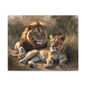Majestic Safari Lion & Lioness Canvas Print, Matte Canvas, Stretched, 1.25&quot; (Free Shipping!)