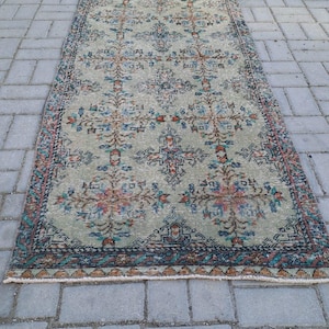3x8,Oushak Rug,Vintage Rug,Brown Rug,3x8 Rug,Turkish Rug,Handmade Rug,Livingroom Rug,Entryway Rug,Kitchen Rug,Mini Runner,Decor Rug,2.9x8.1