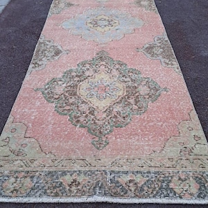 2x12,Oushak Rug,Vintage Rug,Brown Pink Runner,Kitchen Rug,Turkish Rug,Handmade Rug,Entryway Rug,Runner,Livingroom Rug,Decor Runner,2.5x12.6