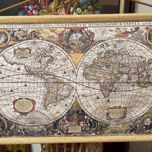 ZOFFOLI Italian Nova Tori’s Terrarum Orbis Geographica Ac Hydrographica Tabvla Map TAPESTRY of the World created by Hendrik Hondius 1630.