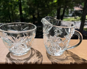 Vintage Mid Century CRYSTAL Sugar 3” and Creamer 4” bowls .Great condition. Looks like new.
