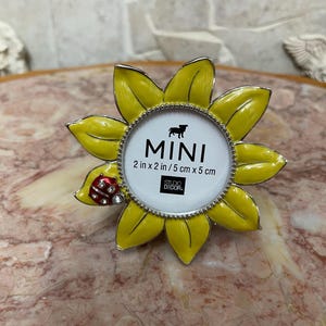 NEW Enamel with lady bug/ rhinestones MINI Photo/ Picture Frame 2”x 2” by Studio Decor.