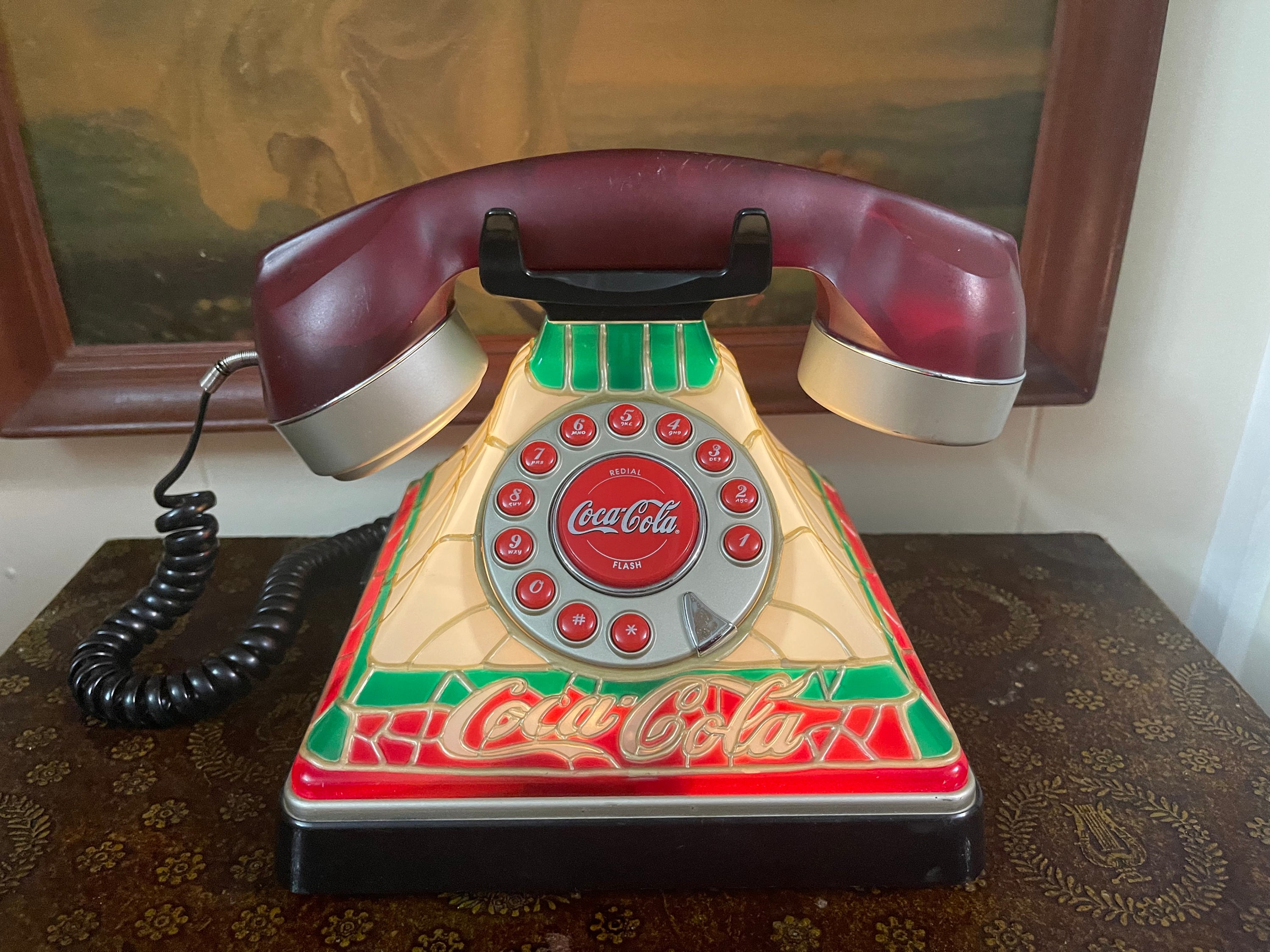 Vintage Coca-cola Retro Stained Glass Style Push Button