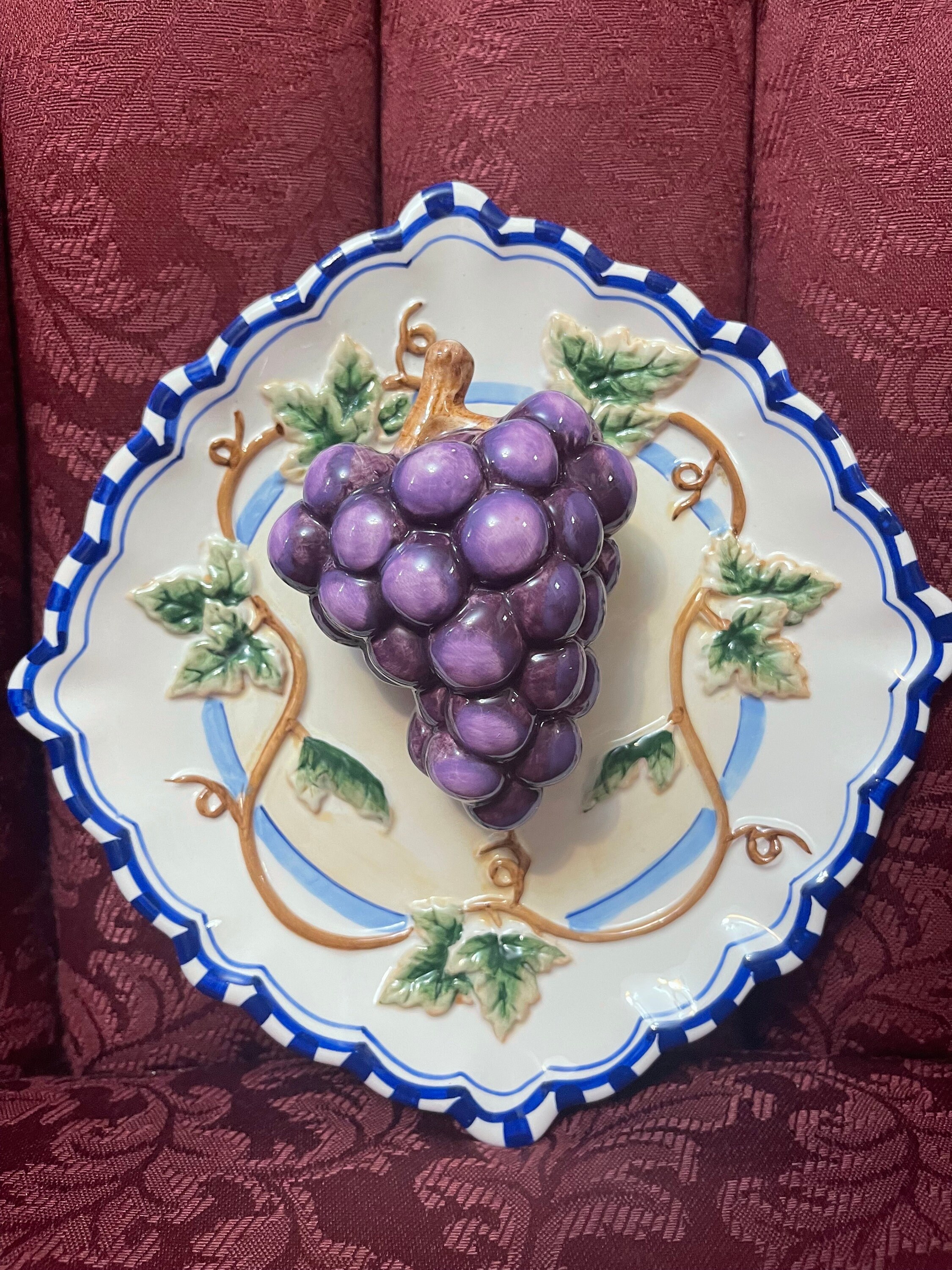 フルーツハーモニー✨華やかなフィナーレ【グレングラッサ1986 OB19】 Vintage 1980 Bella Casa by Ganz 3 D Decorative Wall Plate “grape