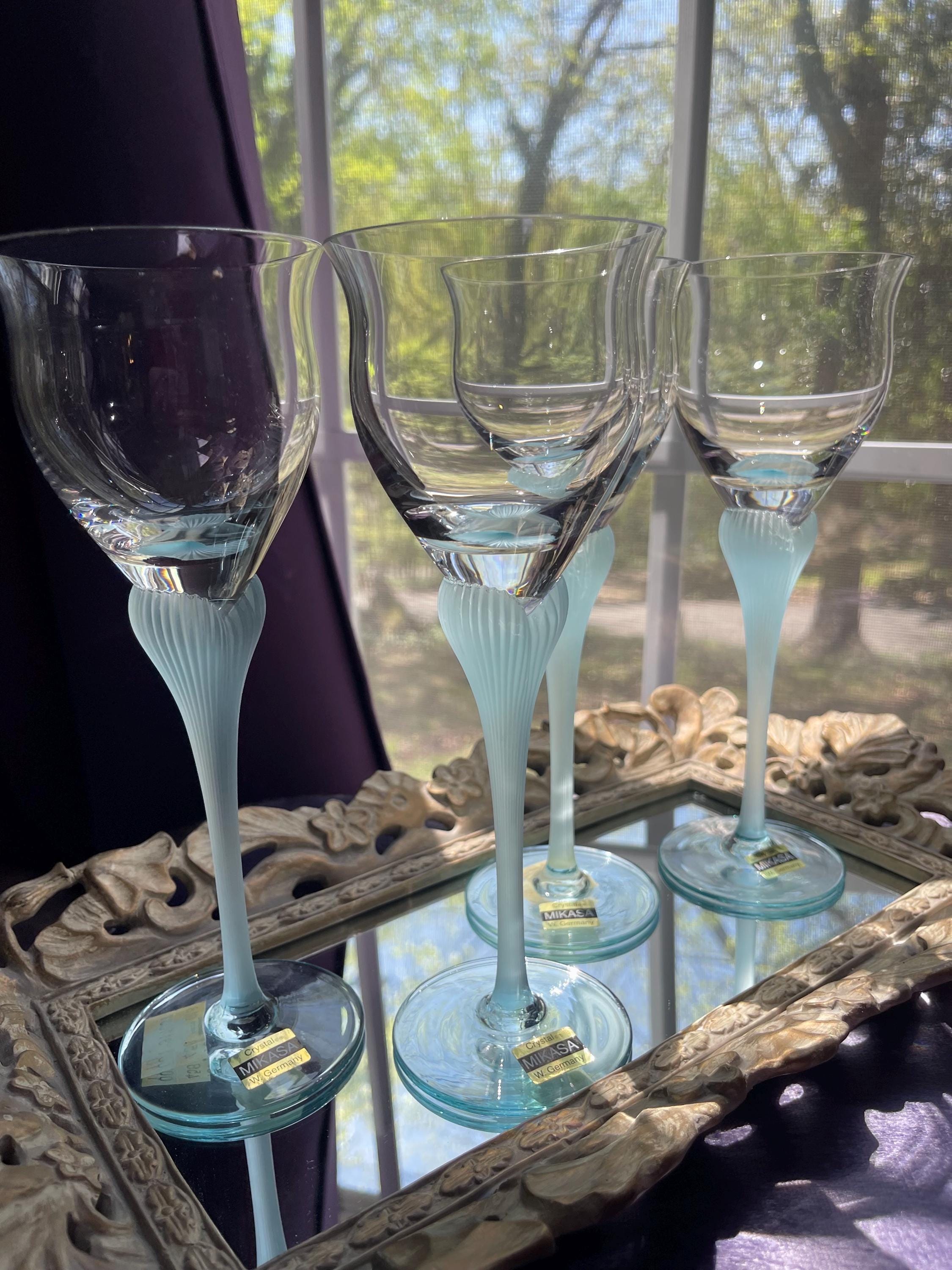 kjkj 様　　Antique wineglass oldsea Vintage 1980 Crystal MIKASA Wine/ Liquor Glasses 8”.set of Four