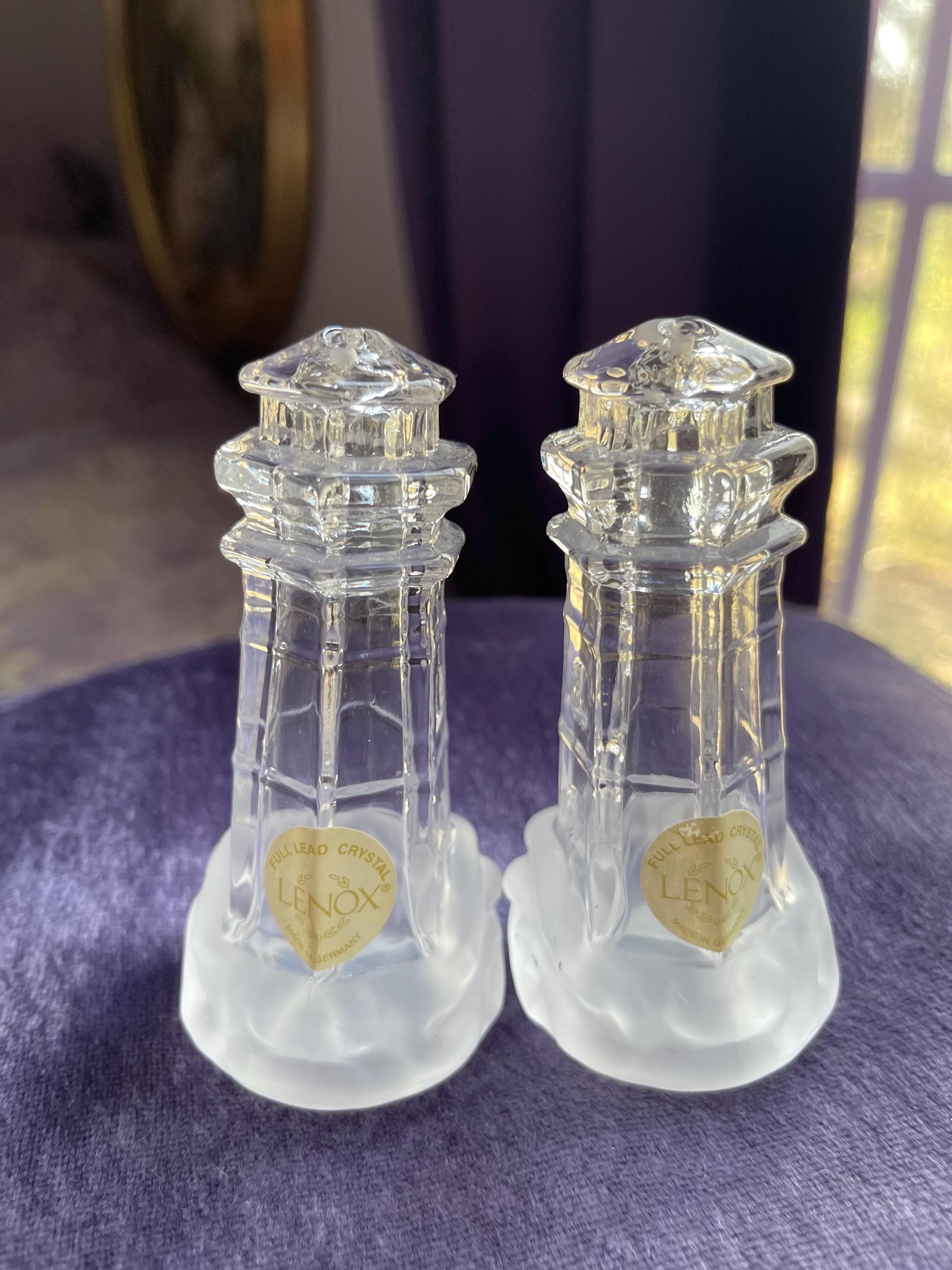 Vintage 1980 LENOX Full Lead Crystal Salt and Pepper Shakers