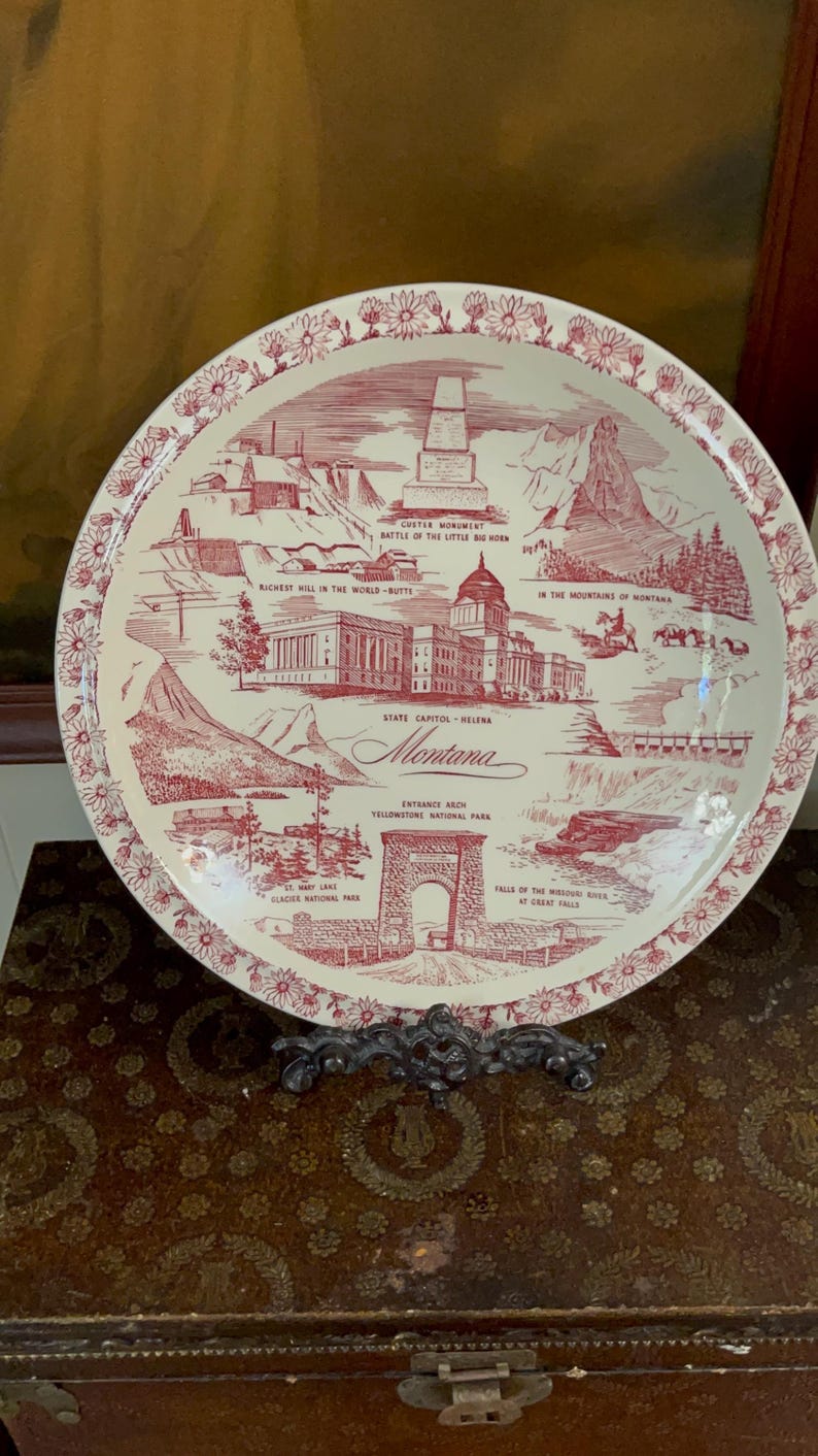 Vintage 1940 Vernon Kilns MONTANA Ceramic Historical Plate 10.5 ...