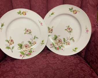 Vintage 1950 Lynmore Fine China pair big plates about 10”diameter.”Golden Rose”.Made in Japan.Gently used.Free shipping.