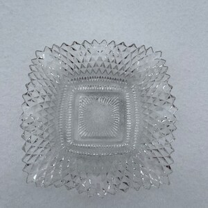 Vintage 1970 Diamond Pattern Glass Serving Dish 7 Inches With Scalloped ...