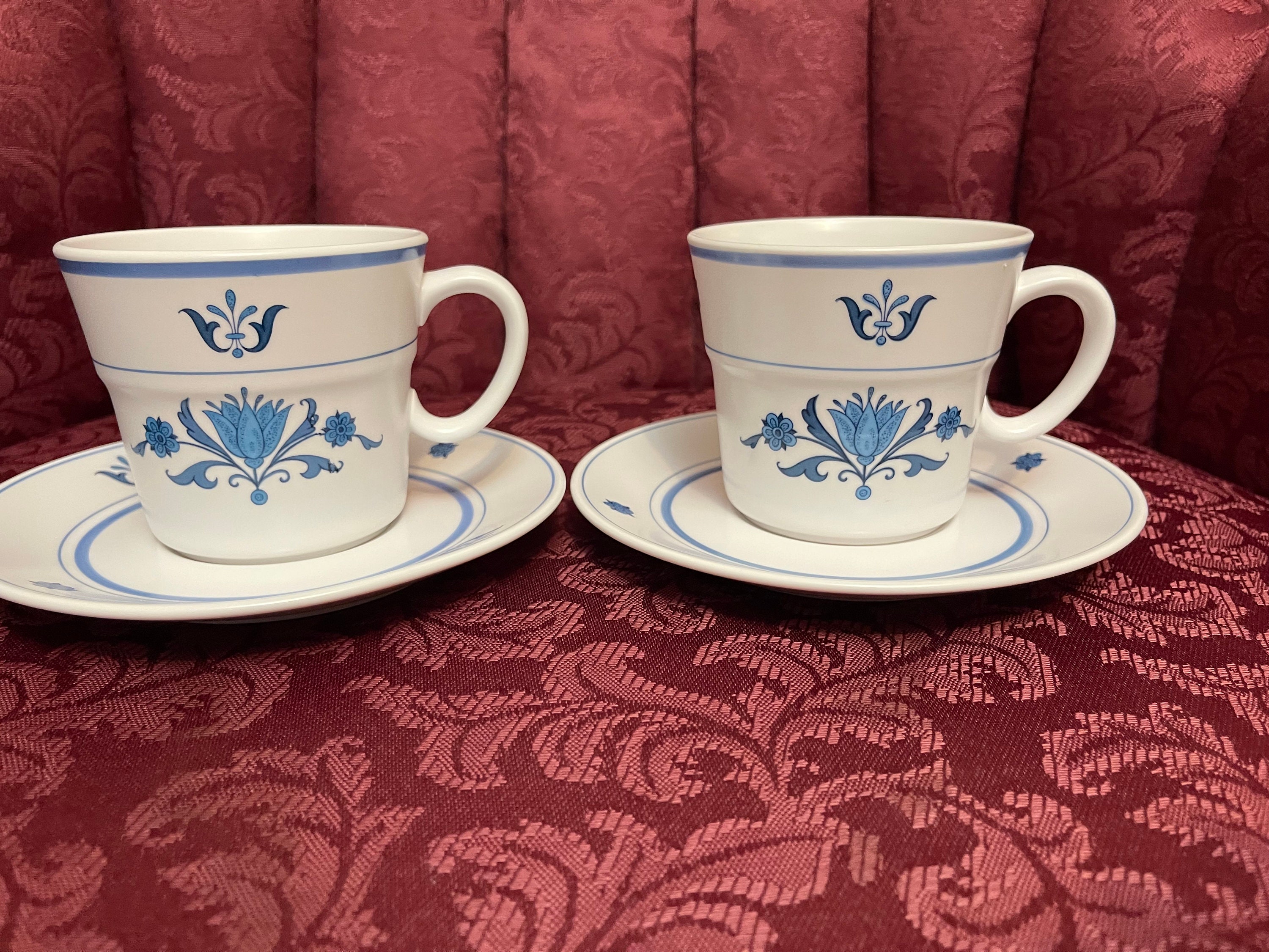 Vintage 1960 NORITAKE Progression Blue Haven Two Tea / Coffee Cups