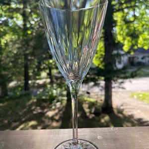 Vintage Full Set of 6 CRYSTAL Wine Glasses.Classic design of vertical cut pattern. Elegant  8 “ tall formal glassware have a beautiful ring