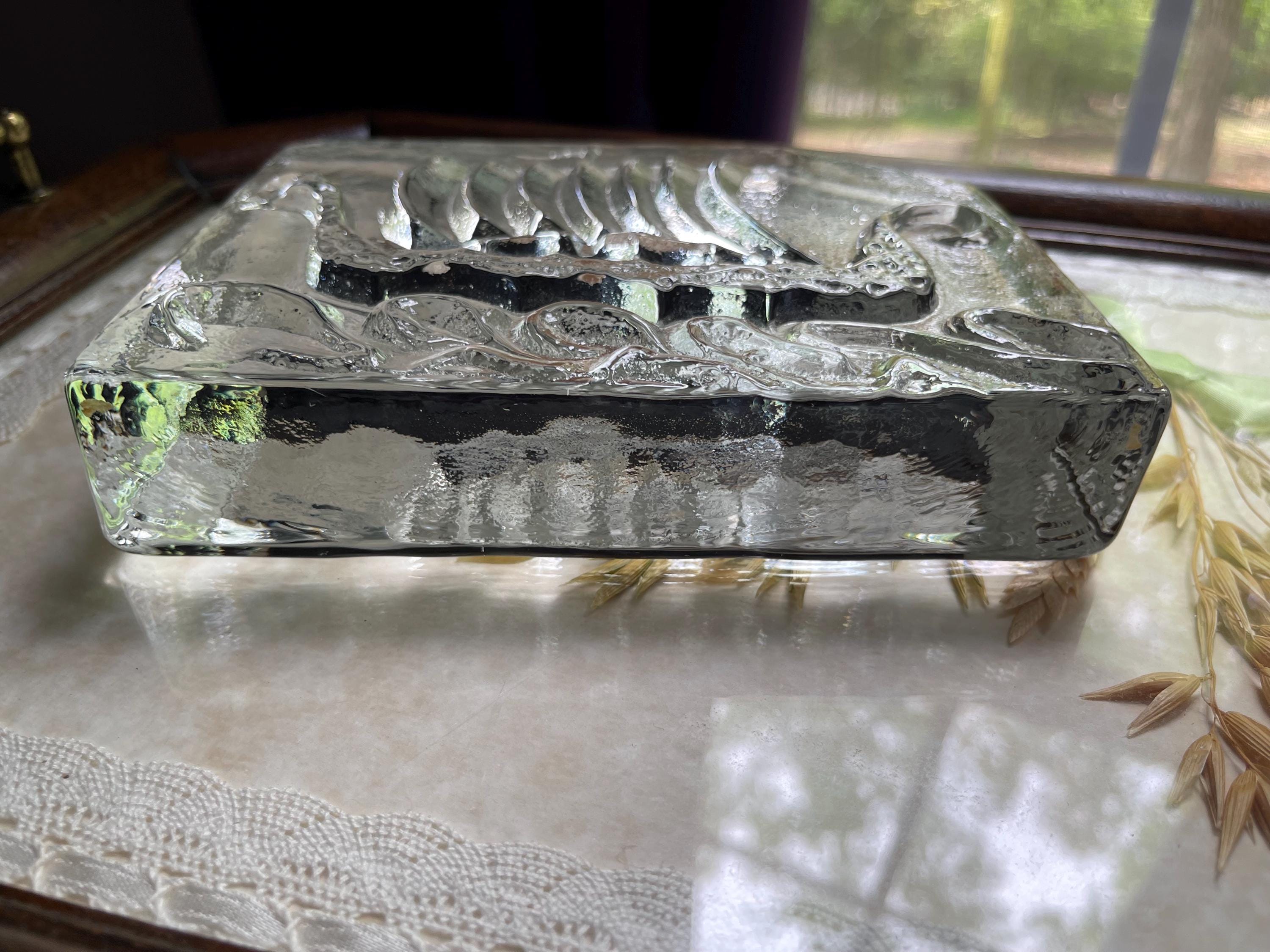 Vintage Viking Ship Glass Paperweight/ Window Decor.about 6.5x 5.5