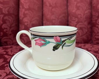 Vintage 1990's LENOX Midnight Blossom Cup With Saucer. About 7