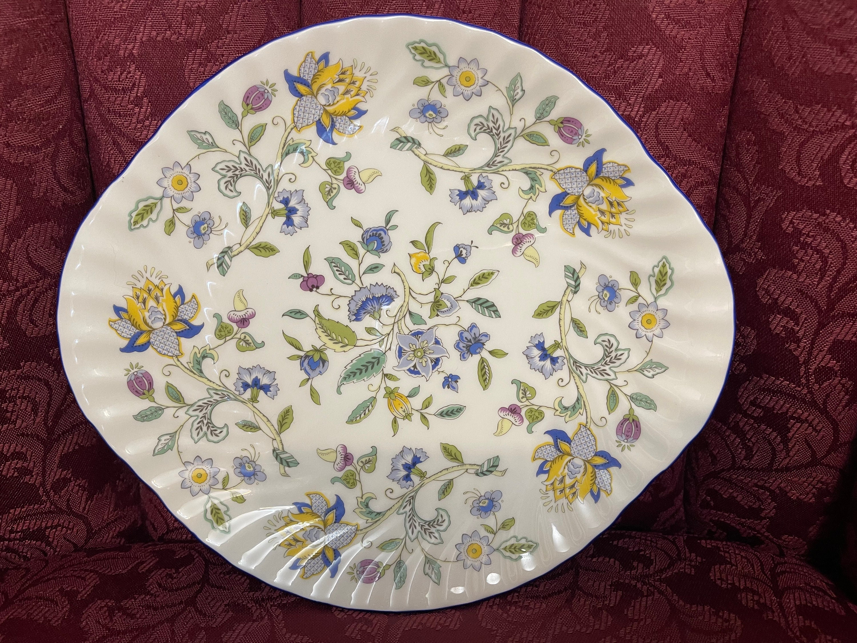 Haddon Hall Blue Minton Bone China Handled Cake/ Serving Plate