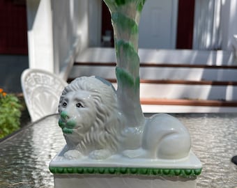 Meiselman Imports Italian Large Palm Beach Regency Lion Palm Tree Candle Holder