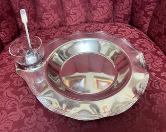 Vintage 1980 VOLLRATH Stainless Steel Professional Ware three pieces plate for cold appetizer.Made in Japan. Looks new.Free shipping.