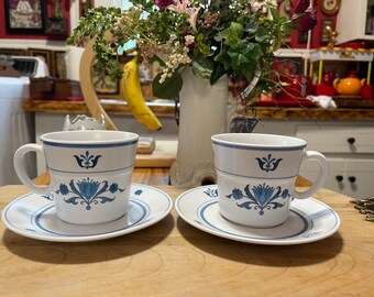 Vintage 1960 NORITAKE Progression Blue Haven Two Tea / Coffee Cups