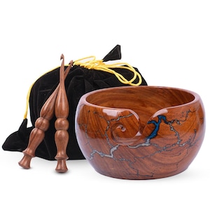 Handcrafted Wooden Yarn Bowl for Knitter and Crocheters – Smooth Yarn Holder for Tangle-Free Knitting  Crochet, Perfect Gift for Yarn Lovers
