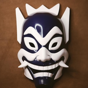 Handcrafted Blue Spirit Warrior Mask: 3D Printed Wall Art, Cosplay Base