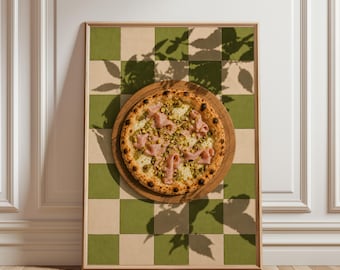 Pizza Poster, Pistachio Pizza Wall Art, Italian Food Print, Vintage Kitchen Decor, Pizzeria Wall Art, Mediterranean Food Poster