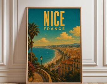 Nice Poster, Nice Wall Art, Nice Print, France Travel Poster, Mediterranean Cityscape Artwork