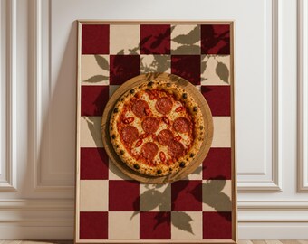 Pizza Poster, Diavola Pizza Wall Art, Italian Food Print, Vintage Kitchen Decor, Pizzeria Wall Art, Retro Food Poster