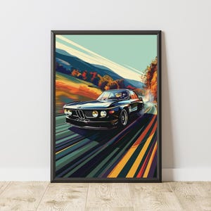 Vintage BMW Poster, BMW Print, BMW Wall Art, Sports Car Poster, Sports Car Print, Sports Car Wall Art, Motorsport Print, Motorsport Wall Art