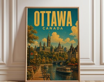 Ottawa Poster, Ottawa Skyline Wall Art, Canada Print, Canada Travel Poster, Cityscape Decor