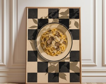 Truffle Pasta Poster, Italian Food Wall Art, Spaghetti Kitchen Print, Food Artwork, Vintage Restaurant Decor, Pasta Wall Art