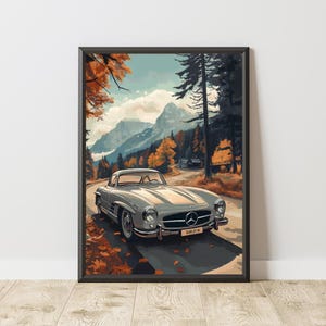 Mercedes 300 SL Poster, Mercedes 300 SL Print, Vintage Mercedes Wall Art, Vintage Car Poster, Old Mercedes Poster, Vintage Mercedes Poster