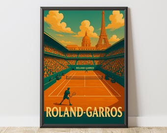 Roland Garros, 1980 Tennis Art Print Poster Museum-quality Giclée