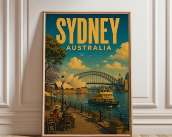Sydney Poster, Sydney Wall Art, Sydney Print, Australia Travel Poster, Sydney Skyline Decor