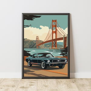 Ford Mustang Poster, Ford Mustang Print, Ford Mustang Wall Art, Vintage Ford Mustang, Vintage Car Poster, Classic Car Wall Art