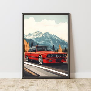 Vintage BMW Poster, BMW Print, BMW Wall Art, Sports Car Poster, Sports Car Print, Motorsport Print, Motorsport Wall Art, Bmw e30, Bmw m3