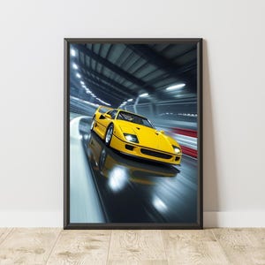 Ferrari F40 Poster, Vintage Ferrari Print, Vintage Ferrari Wall Art, Ferrari Poster, Vintage Car Poster, Vintage Ferrari Poster