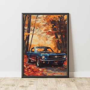 Ford Mustang Poster, Ford Mustang Print, Ford Mustang Wall Art, Vintage Ford Mustang, Vintage Car Poster, Classic Car Wall Art