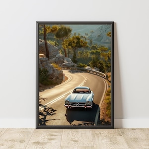 Mercedes 300 SL Poster, Mercedes 300 SL Print, Vintage Mercedes Wall Art, Vintage Car Poster, Old Mercedes Poster, Vintage Mercedes Poster