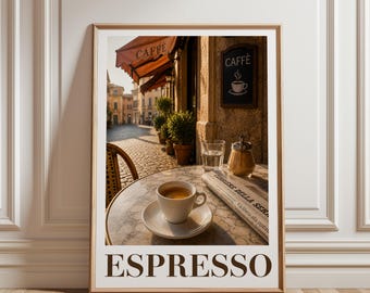 Espresso Poster, Coffee Kitchen Wall Art, Italian Cafe Print, Coffee Bar Decor, European Kitchen Poster, Vintage Coffee Wall Art