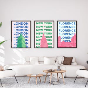 Póster de Bangkok, Arte mural del horizonte de Bangkok, Impresión de la ciudad de Tailandia, Póster estético de Bangkok en rosa y azul, Póster urbano moderno, Obra de arte de Bangkok imagen 4