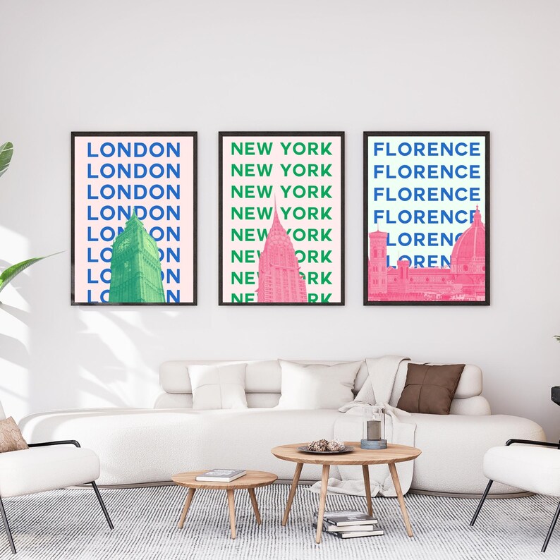 Póster de Bangkok, Arte mural del horizonte de Bangkok, Impresión de la ciudad de Tailandia, Póster estético de Bangkok en rosa y azul, Póster urbano moderno, Obra de arte de Bangkok imagen 4