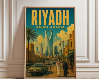 Riyadh Poster, Saudi Arabia Skyline Print, Modern Desert Cityscape, Middle East Travel Poster, Minimalist City Decor