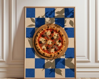 Pizza Poster, Napoletana Pizza Wall Art, Italian Food Print, Vintage Kitchen Decor, Pizzeria Wall Art, Mediterranean Poster