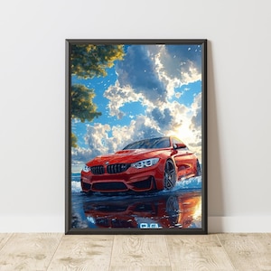 BMW M4 Poster, BMW Poster, BMW Print, Bmw Wall Art, Sports Car Poster, Sports Car Print, Motorsport Wall Art, Motorsport Poster