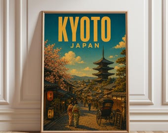 Kyoto Poster, Kyoto Wall Art, Japan Print, Japan Travel Poster, Vintage Kyoto Decor