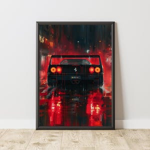 Ferrari F40 Poster, Vintage Ferrari Print, Vintage Ferrari Wall Art, Ferrari Poster, Vintage Car Poster, Vintage Ferrari Poster